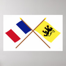 Drapeaux croisés de la France et de Nord Posters
