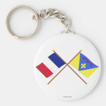 Drapeaux croisés de la France et de variété Porte-clefs