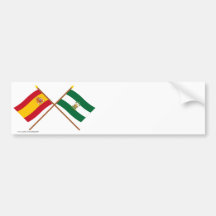 Drapeaux croisés de l'Espagne et de l'Andalucía Adhésifs Pour Voiture