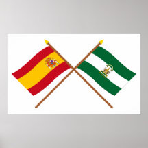 Drapeaux croisés de l'Espagne et de l'Andalucía Posters