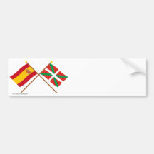 Drapeaux croisés de l'Espagne et du País Vasco (Eu Autocollants Pour Voiture