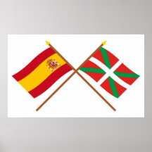 Drapeaux croisés de l'Espagne et du País Vasco (Eu Poster