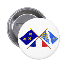 Drapeaux croisés de l'Île-De-France et d'Essonne Pin's Avec Agrafe