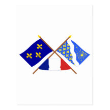Drapeaux croisés de l'Île-De-France et d'Essonne Cartes Postales