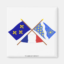Drapeaux croisés de l'Île-De-France et d'Essonne Aimants