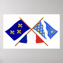 Drapeaux croisés de l'Île-De-France et d'Essonne Posters
