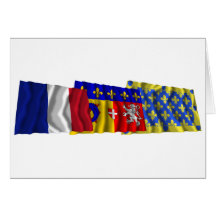 Drapeaux d'Ardèche, de Rhône Alpes et de la France Cartes De Vœux