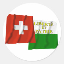 Drapeaux de ondulation de la Suisse et du Vaud Autocollant