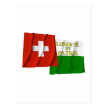 Drapeaux de ondulation de la Suisse et du Vaud Cartes Postales