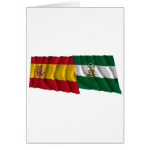 Drapeaux de ondulation de l'Espagne et de l'Andalu Carte De Vœux