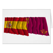 Drapeaux de ondulation de l'Espagne et de Murcie Cartes De Vœux