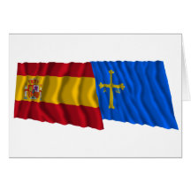 Drapeaux de ondulation de l'Espagne et des Asturie Cartes De Vœux