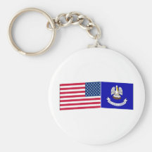 Drapeaux des Etats-Unis et de la Louisiane Porte-clef