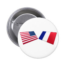 Drapeaux des USA et de la France Badges Avec Agrafe