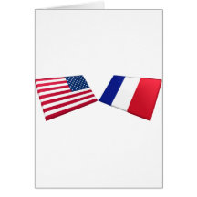 Drapeaux des USA et de la France Cartes De Vœux