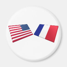 Drapeaux des USA et de la France Aimants Pour Réfrigérateur