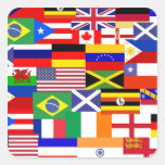 Drapeaux du collage du monde stickers carrés