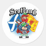 Drapeaux et joueur de pipeau de l'Ecosse Adhésifs Ronds
