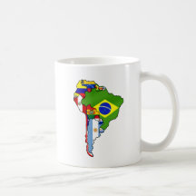Drapeaux sud-américains de carte de l'Amérique du  Mug À Café