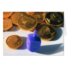 Dreidel de rotation avec Gelt (pièces de monnaie d Cartes