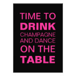 Drinking Champagne in Fuchsia 21st Birthday Invite