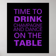 Drinking Champagne Party Poster in Purple