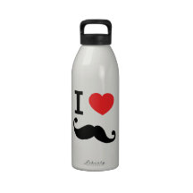 Du coeur I moustache twirly Bouteille D'eau Réutilisable
