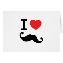 Du coeur I moustache twirly Carte De Vœux
