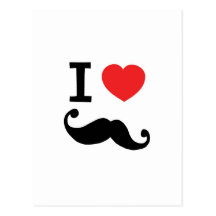 Du coeur I moustache twirly Cartes Postales