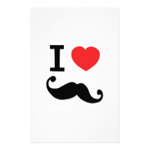 Du coeur I moustache twirly Papier À Lettre Customisable