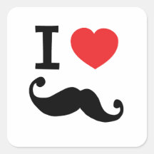 Du coeur I moustache twirly Sticker Carré