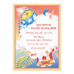 © d'un rouge ardent et bleu invitations personnalisables