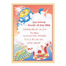 © d'un rouge ardent et bleu invitations personnalisables
