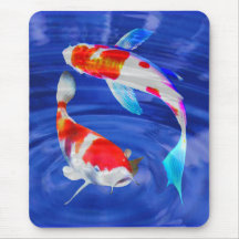 Duo de Kohaku dans l'étang bleu profond Tapis De Souris