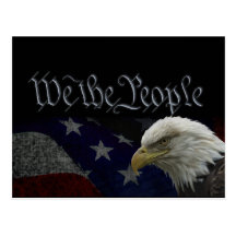 Eagle patriotique et drapeau cartes postales
