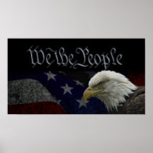 Eagle patriotique et drapeau poster