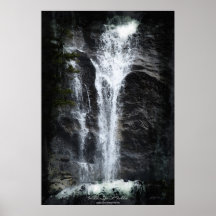 Eau-couleur de cascade de région sauvage et art de posters