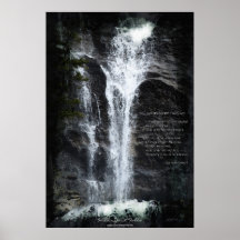 Eau-couleur de cascade de région sauvage et poème  posters