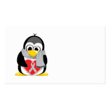 Écharpe grise/argentée de pingouin de ruban cartes de visite personnelles