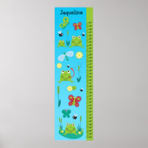 Échelle de croissance d'enfants - grenouilles et p affiche