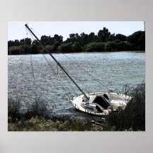 Échoué sur le fleuve Sacramento dans le fresque Affiche