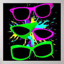 Éclaboussure au néon vintage de lunettes de soleil posters