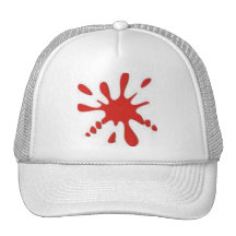 Éclaboussure rouge de peinture casquettes