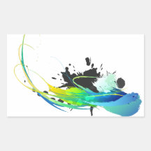Éclaboussures fraîches abstraites de peinture à l' stickers rectangulaires