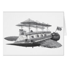 Éclipse vintage de dirigeable de Steampunk de la s Cartes De Vœux