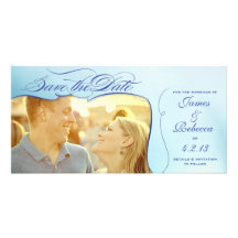 Économies bleues de carte photo le faire-part de m cartes avec photo