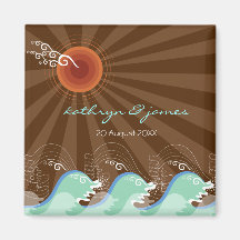Économies bleues de coucher du soleil de vagues de magnets pour réfrigérateur