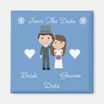 Économies bleues mignonnes d'hiver de jeune mariée magnets pour réfrigérateur