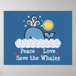 Économies d'amour de paix l'affiche de baleines