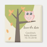 Économies de baby shower de hibou de rose d'arbre  aimant